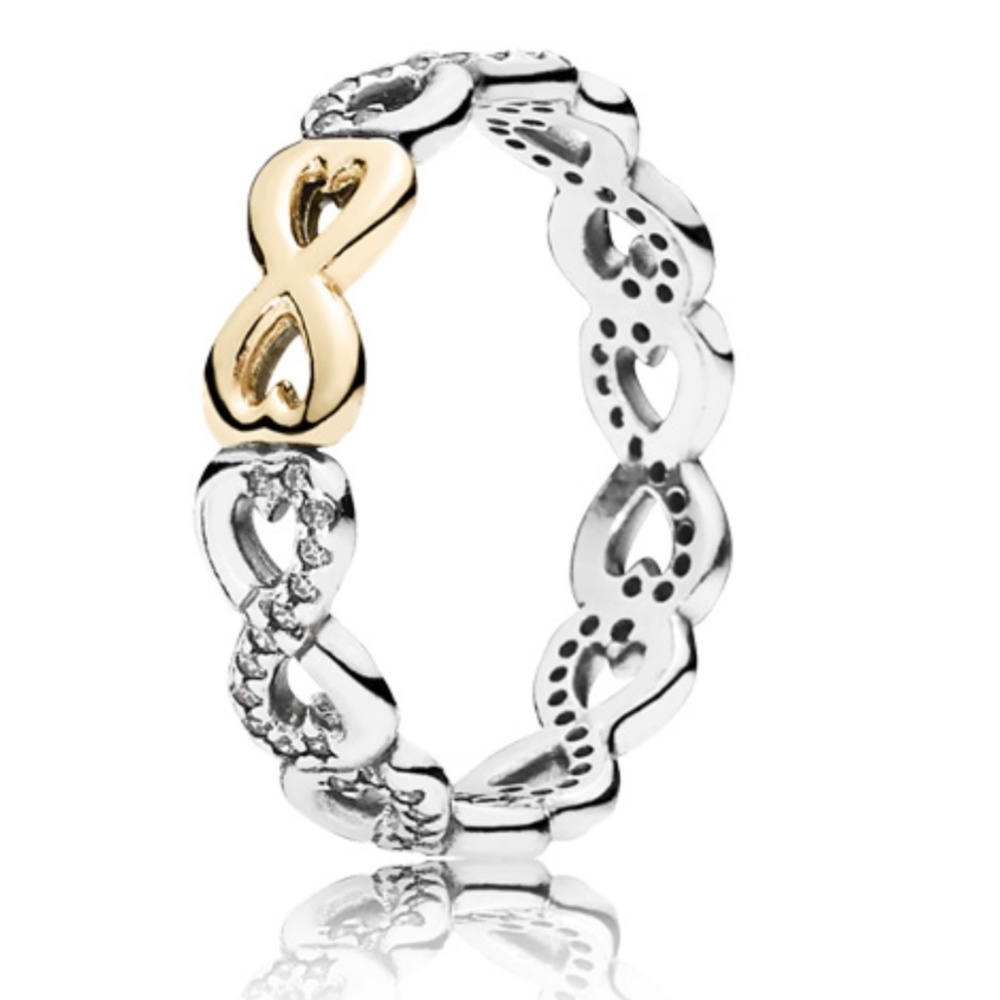 Pandora "Infinite Love" 14K Gold Sterling Silver Ring, Includes Pandora Box